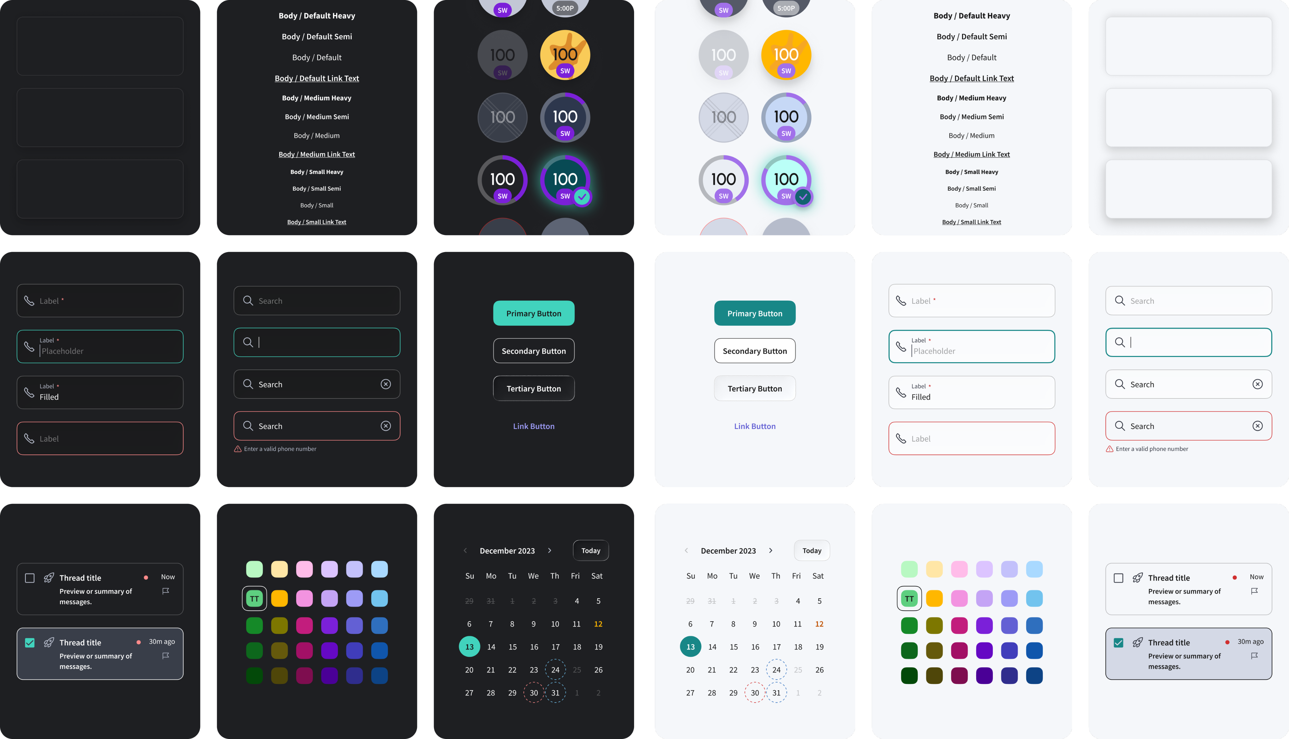 Light and dark mode token system
