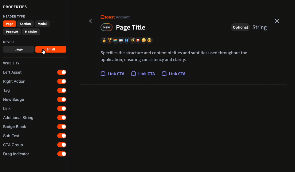 Header design system animation