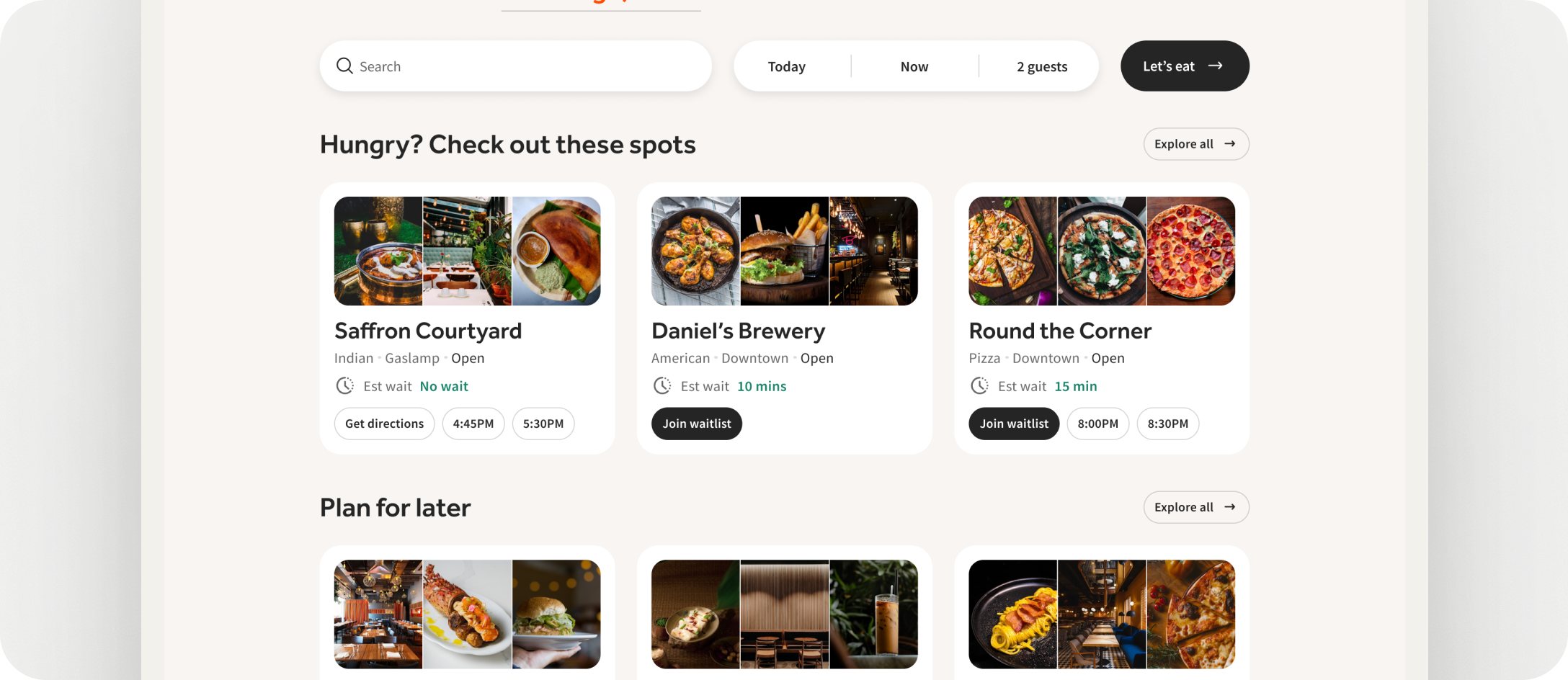 Discovery and ranking UI