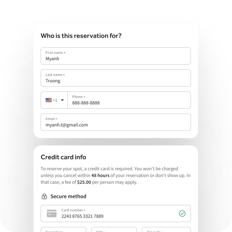 Easy booking flow UI